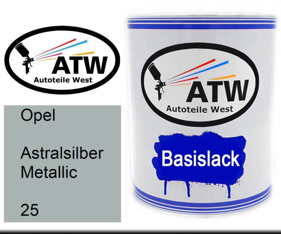 Opel, Astralsilber Metallic, 025: 1L Lackdose, von ATW Autoteile West.